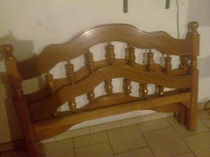 VENDO CAMA 2 PLAZAS ROBLE CON ELÁSTICO DE MADERA