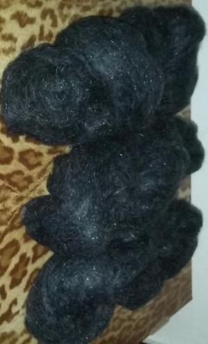 200 gr, 3 madejas de Mistika negro, lana de ovillo en madeja