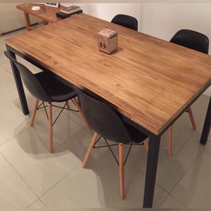 Juego De Comedor Mesa De Hierro Y Madera + 4 Sillas Eames