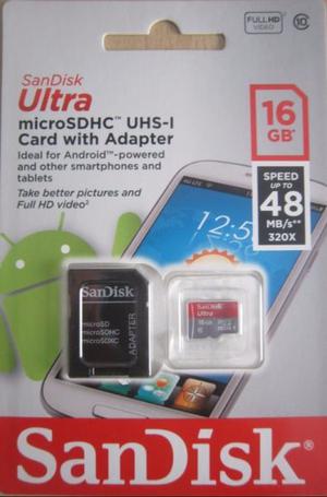 MEMORIA MICRO-SD 16 GB. SAN DISK ULTRA CLASE 10 CON