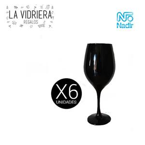 Set X6 Copas Copa De Vidrio Negras Vino - La Vidriera Regal