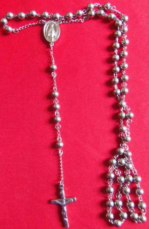 colar rosario de hombre grueso acero dorado y plateado