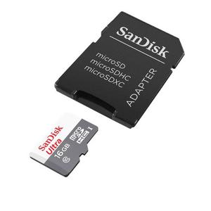 Memoria Micro Sd 16 Gb Sandisck Ultra Clase 10 Vel 48 Mb/s