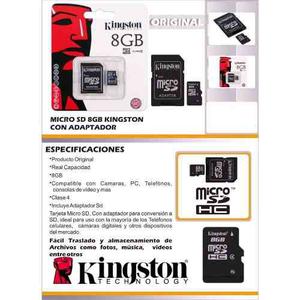 Tarjeta De Memoria Micro Sd 8 Gb Kingston Original!!!!