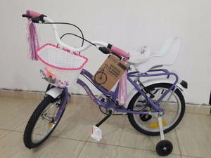 Bicicleta Nena con canasto, portamuñecos y rueditas