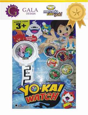 Reloj Yo Kai Watch. 5 Medallas Proyector Luz Sonido Y Hora