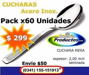 CUCHARA ACERO INOX. DE MESA X 60 UNIDADES