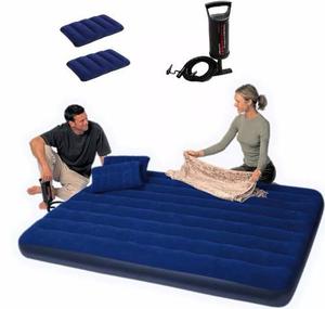 Colchon Inflable 2 1/2 Plazas + Inflador +2 Almohadas Intex