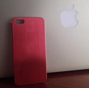 Nueva Funda de Metal Cepillado Roja / Rosa para iPhone SE /