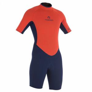 Traje Surf Shorty Neoprene Hombre Color Azul-naranja Tribord