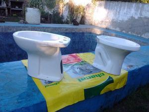 inodoro y bidet loza blanco $