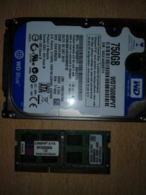 Disco rígido de 750Gb más memoria RAM ddr3 de 4Gb