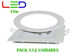 Pack X12 Panel Led 18w Cuadrado Redondo Blanco Cálido