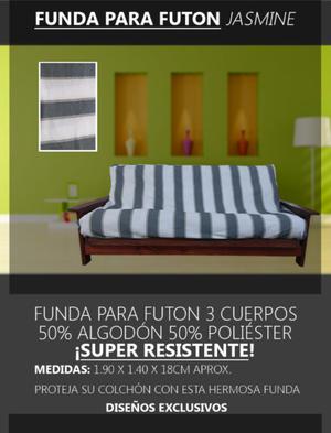 Funda Futon 3 Cuerpos Tela Jasmine