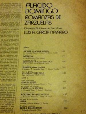 Plácido Domingo - Romanza de zarzuelas - Disco Vinilo - MB