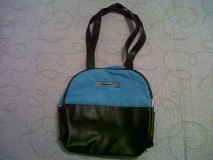 cartera bolso vogartty combinado cuerina y tela impermeable