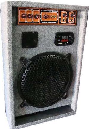 Bafle Potenciado Entrada Aux + 2 Mic Pc Mp3 Usb Radio Fm