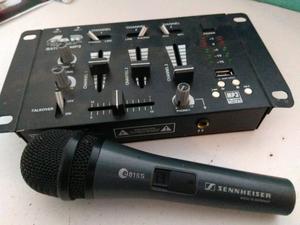 Parlantes potencia mezclador y micrófono