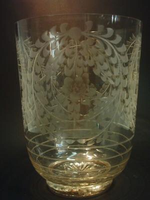 Antiguo Gran Vaso Forero de fino cristal Tallado