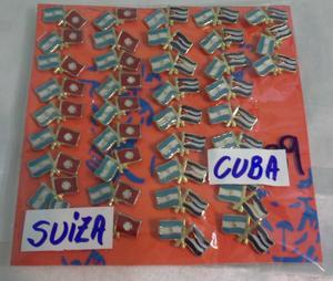 PINS DOBLE BANDERA PAISES ARGENTINA SUIZA - CUBA