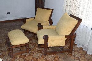 sillones reclinables de algarrobo y poza pie