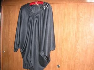 vestido casaca murcielago 97cm. largo,con pollera