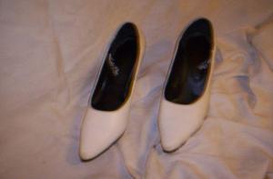 zapato novias blanco!!38 taco negro 6cm !!!nuevo use en