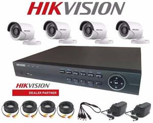 Kit Hikvision 4 Turbo Hd  Shst 4 Cámaras Fuente Cables