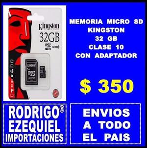 MEMORIAS MICRO SD KINGSTON 32 GB CLASE 10 CON ADAPTADOR