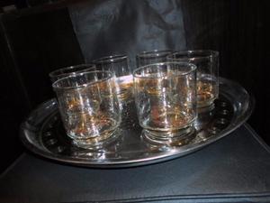 Vasos De Whisky Fragata Grabada En Dorado Zona Juego X 6