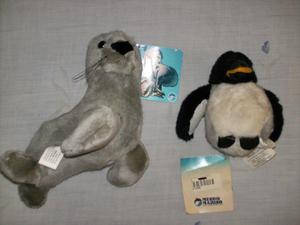 lobo marino y pinguino de mundo marino