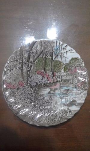 Excelente plato de porcelana inglesa, antiguo de colección