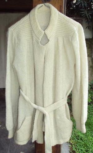 Saco Largo Sweater Cardigan De Lana Hilo Mujer Talle 40