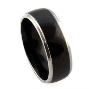 anillo tungsteno franja de carbono negro made in italy