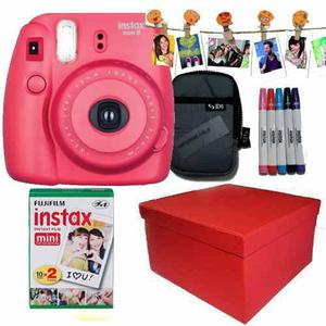 Caja Instax Mini 8 Fucsia 20 Fotos Kit Marcadores Broches