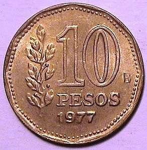 Lote de 4 monedas de 10 pesos ley )