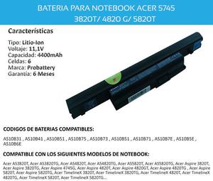 Batería P/ Notebook Acer g / t/ t...