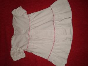 vestido algodon blanco manga corta 9 a 18m Hermoso