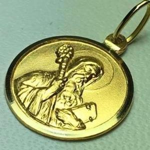 Medalla De San Benito 15 Mm. Oro 18 K. Garantizado