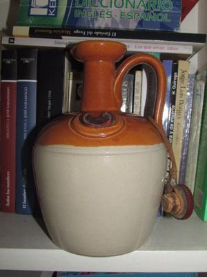 Botella antigua de cerámica Whisky Donald Fisher Edinburgh.