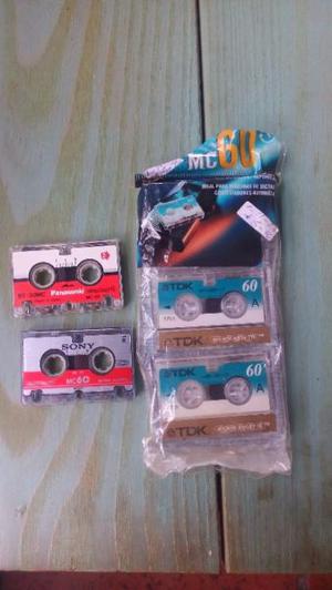 Microcassettes 3 TDK nuevos+1 Sony+1 Panasonic todos M60