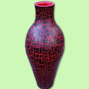 Jarrón de cerámica Bongó Craquelado rojo y negro de 80cm