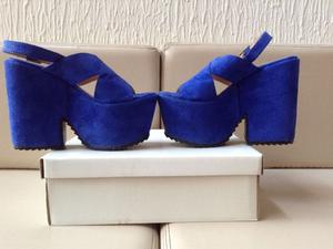 Zapatos de Gamuza color Azul Talle 37 Impecables