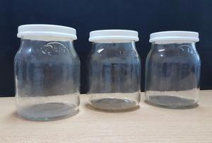 Frascos de vidrio de yogur Dahi vacíos con tapa