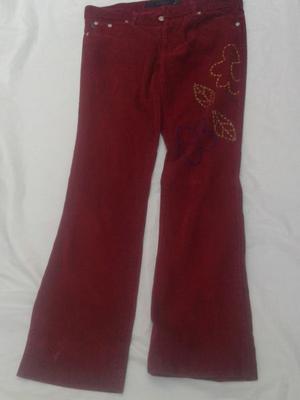 PANTALON TRAMPS corderoy bordo T42 dibujo florpierna