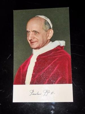 postal religiosa antigua de Pablo VI (con dedicatoria