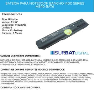 Batería P/ Notebook Bangho  Series, M540bat-6...