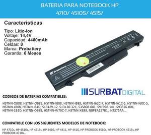 Batería P/ Notebook Probook Hp Compaq s / s..