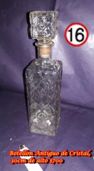 Botellon Antiguo de Cristal, 30cm de alto $700