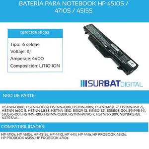 Batería Para Notebook Hp s / s / s / Hstnn-ob89